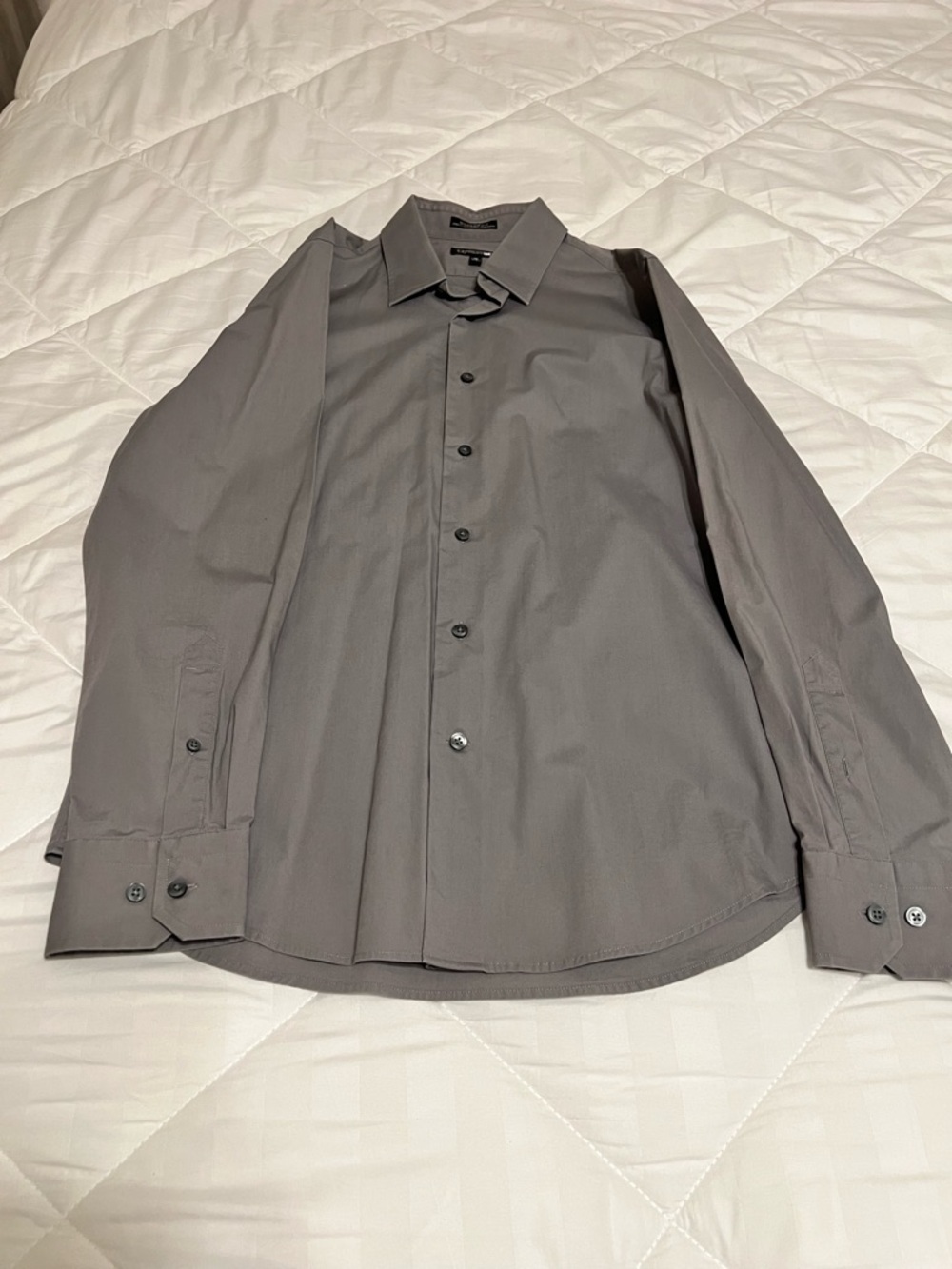 Express Men's Gray Dress Shirt - Solid Button-Down